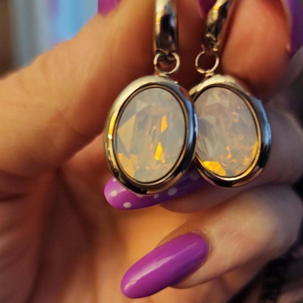 Elegant Gold and Silver Crystal Earrings By Qudo